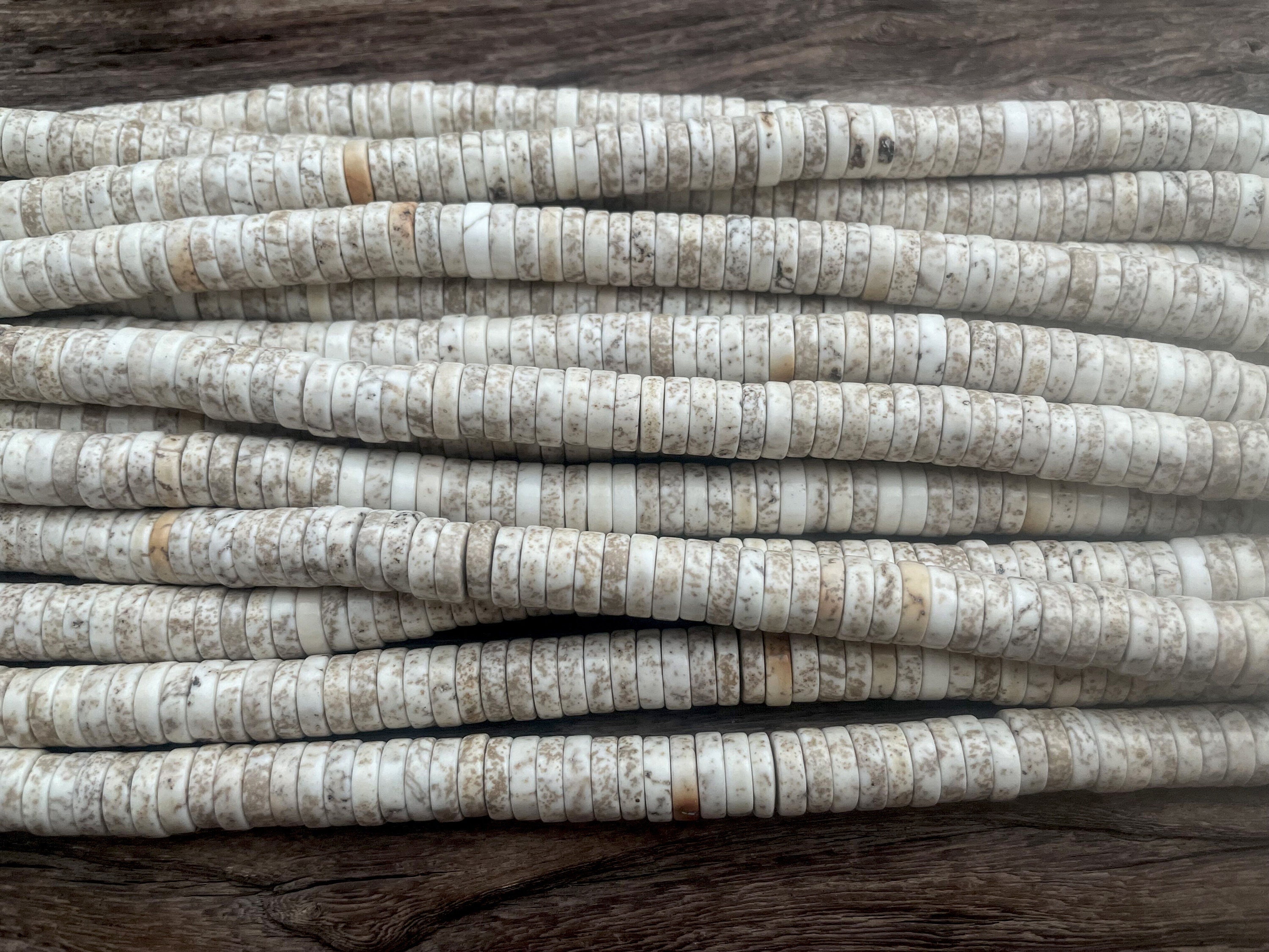Beige Magnesite Heishi Beads - Rich Matrix White Stone 3x10mm Stone - Natural Gemstone Jewelry Making Beads - Earth Stone Special Beads Beige Magnesite Heishi Beads - Rich Matrix White Stone 3x10mm Stone - Natural Gemstone Jewelry Making Beads - Earth Stone Special Beads