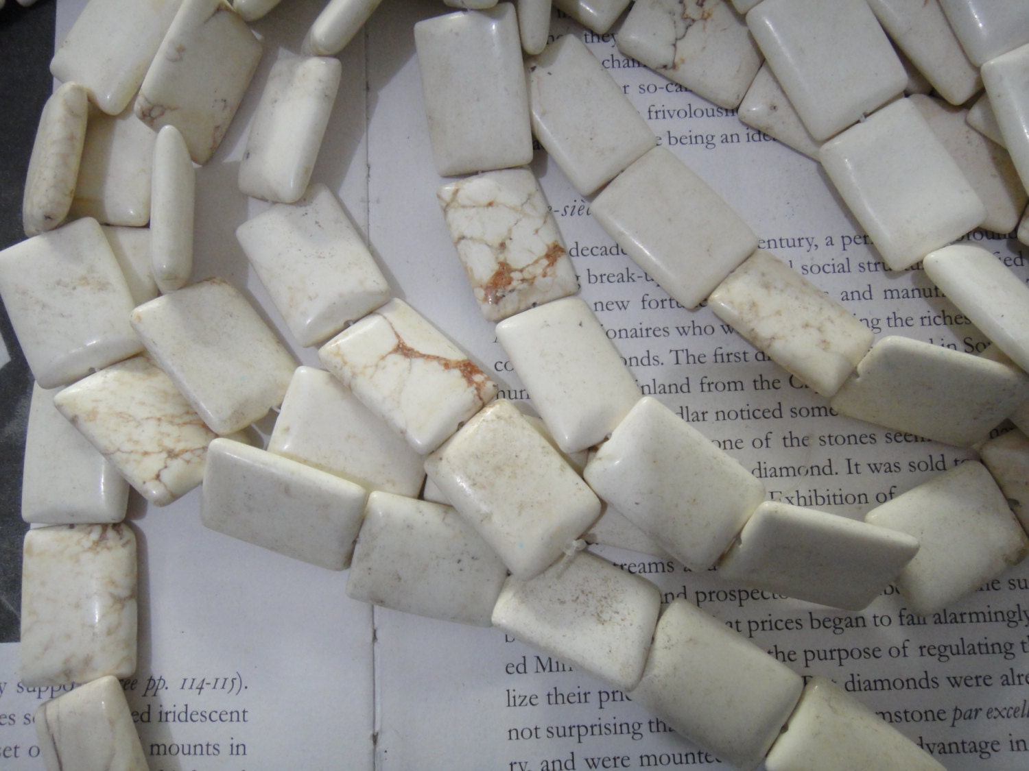 Natural White Magnesite, 18x25mm Oblong Bead, Flat Cube Beads, 15.5 Inch Natural White Magnesite, 18x25mm Oblong Bead, Flat Cube Beads, 15.5 Inch