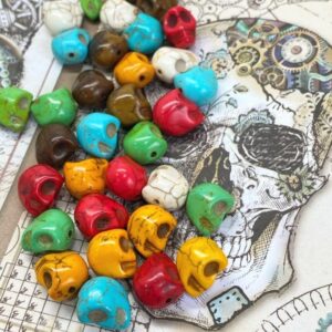 Rainbow toned Magnesite Skullington Beads 10mm / Day of the Dead / Skulls Halloween Rainbow toned Magnesite Skullington Beads 10mm / Day of the Dead / Skulls Halloween