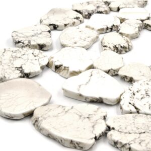 White Magnesite Slab Beads: Freeform Ivory Brown Veins, 15" Strand White Magnesite Slab Beads: Freeform Ivory Brown Veins, 15" Strand
