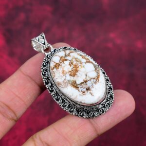 Magnesite Pendant, 925 Sterling Silver Jewelry, Gemstone Jewelry, Handmade Pendant, Adjustable Chain Pendant Necklace Engagement Gifts. Magnesite Pendant, 925 Sterling Silver Jewelry, Gemstone Jewelry, Handmade Pendant, Adjustable Chain Pendant Necklace Engagement Gifts.
