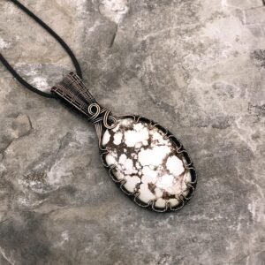 Handmade Wild Horse Magnesite Pendant: Copper Wire Wrapped Jewelry - Made In The Usa 0156 Handmade Wild Horse Magnesite Pendant: Copper Wire Wrapped Jewelry - Made In The Usa 0156