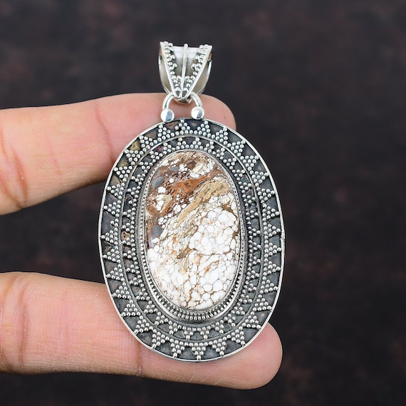 Handmade Wild Horse Magnesite 925 Sterling Silver Pendant
