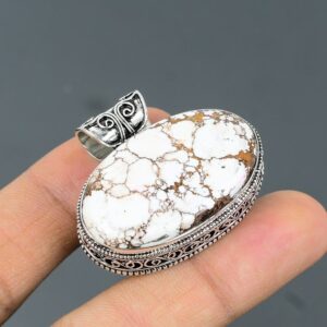 Wild Horse Magnesite Pendant: Handmade 925 Sterling Silver Statement Jewelry Wild Horse Magnesite Pendant: Handmade 925 Sterling Silver Statement Jewelry