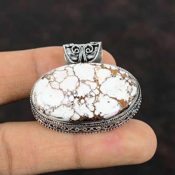 Wild Horse Magnesite Pendant: Handmade 925 Sterling Silver Ethnic Jewelry