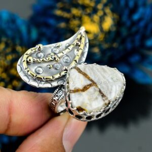 Wild Horse Magnesite Ring: 925 Sterling Silver Adjustable Gemstone Ring