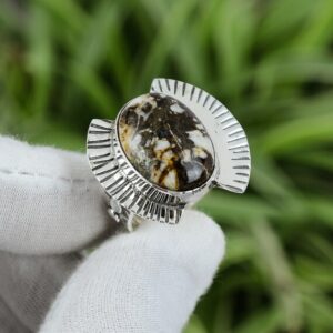 Wild Horse Magnesite Ring: Handmade 925 Sterling Silver, Size 9