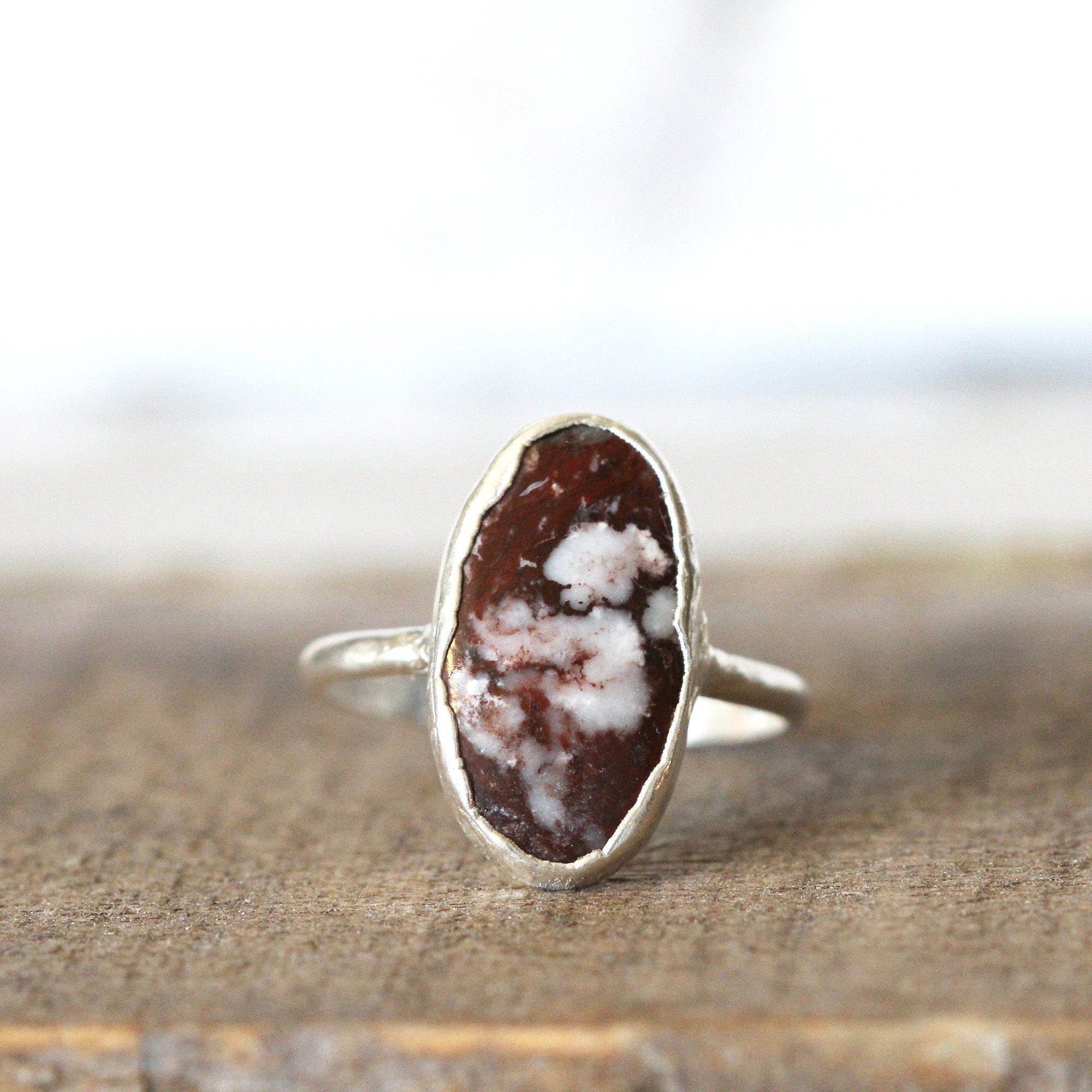 Wild Horse Magnesite Ring - Size 9 - Solid Silver Patterned Ring Wild Horse Magnesite Ring - Size 9 - Solid Silver Patterned Ring