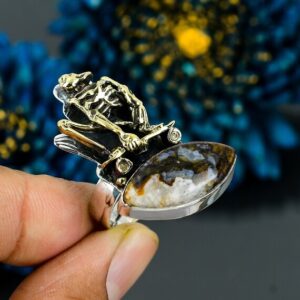 Wild Horse Magnesite Skeleton Ring: Adjustable Sterling Silver Jewelry
