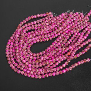 Natural Stone Magnesite Gemstone Beads 8MM Pink Round A+ Quality Loose Beads (127332)
