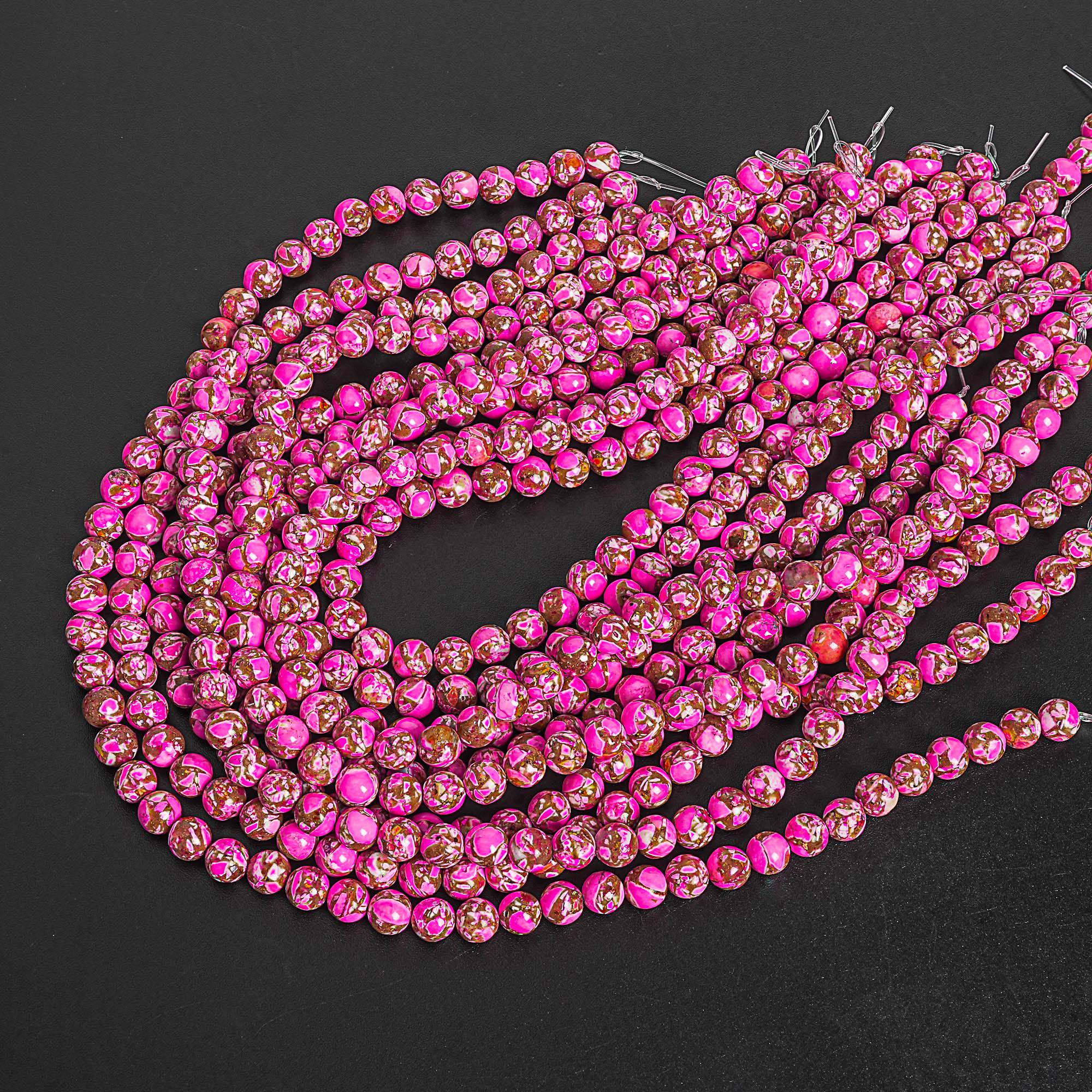 Natural Stone Magnesite Gemstone Beads 8mm Pink Round A+ Quality Loose Beads (127332) Natural Stone Magnesite Gemstone Beads 8mm Pink Round A+ Quality Loose Beads (127332)
