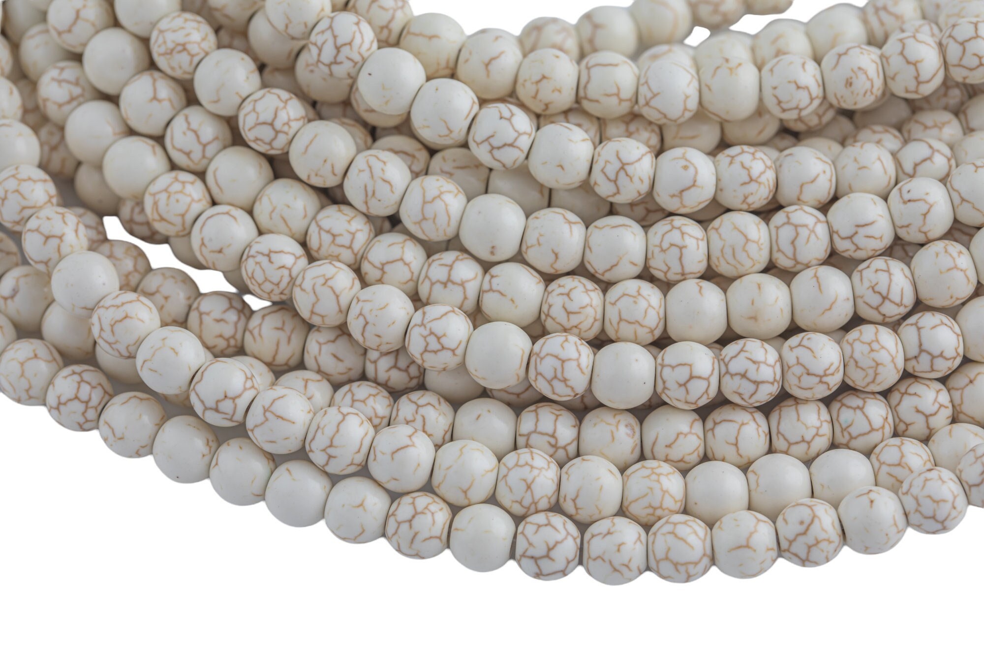 White Magnesite Turquiose  Round- Full 16 Inch Strand-  4mm, 6mm, 8mm, 10mm, 12mm, 14mm, 16mm  Smooth Gemstone Beads