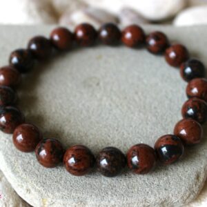 Mahogany Obsidian Bracelet: 10mm Brown Bead Wrist Mala