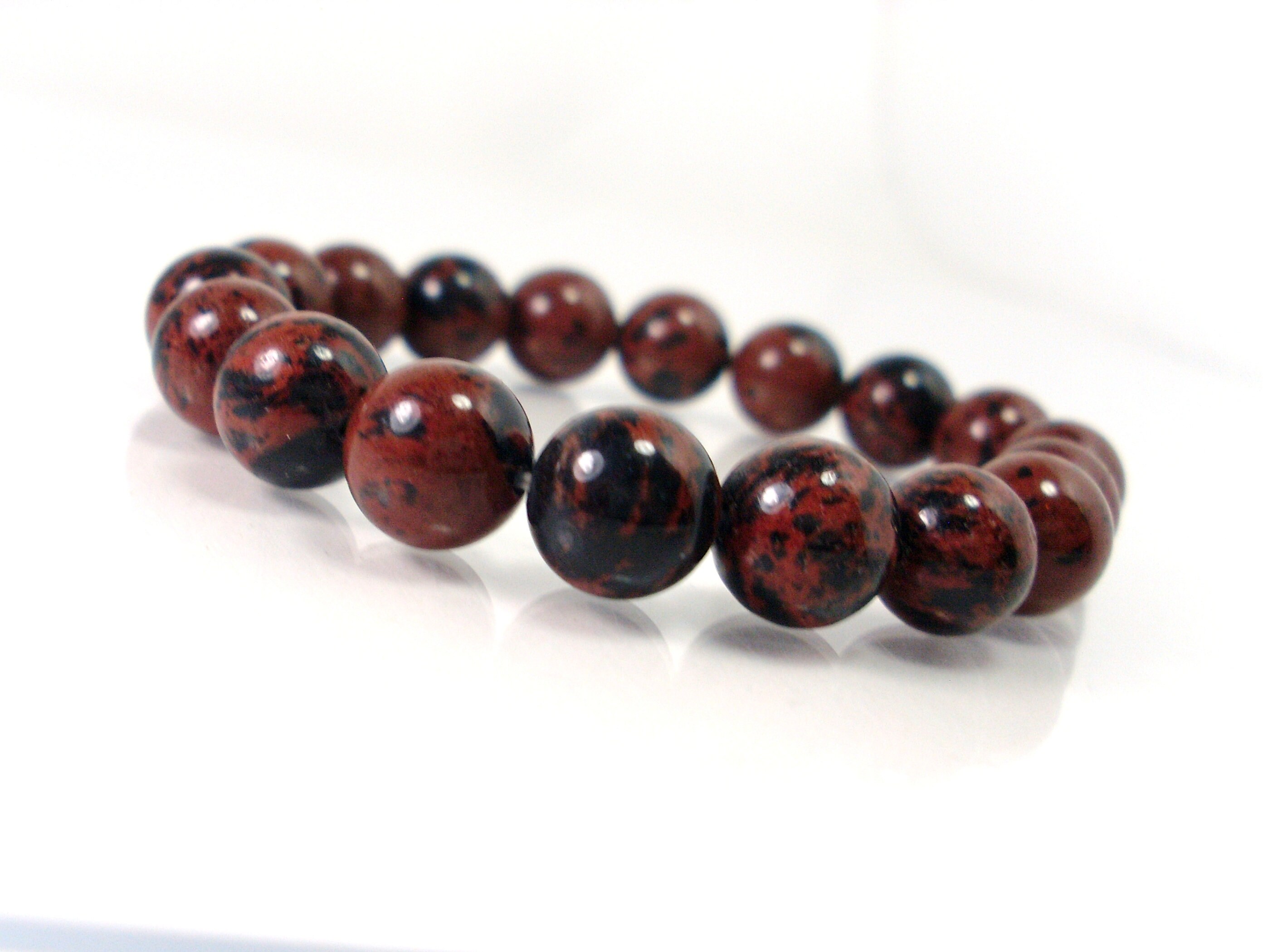 Mahogany Obsidian Bracelet 10mm, Natural Gemstone Bracelet, Women Men Bracelet, Beaded Bracelet, Gift For Her Him + Gift Bag