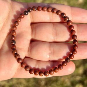 4mm Mahogany Obsidian Beaded Bracelet – Men Women Natural Gemstone Jewelry For Grounding 4mm Mahogany Obsidian Beaded Bracelet – Men Women Natural Gemstone Jewelry For Grounding