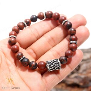Mahogany Obsidian Bracelet 8mm, Earthy Brown & Black Protection Stone For Strength, Grounding Gemstone, Unisex Gift For New Beginnings