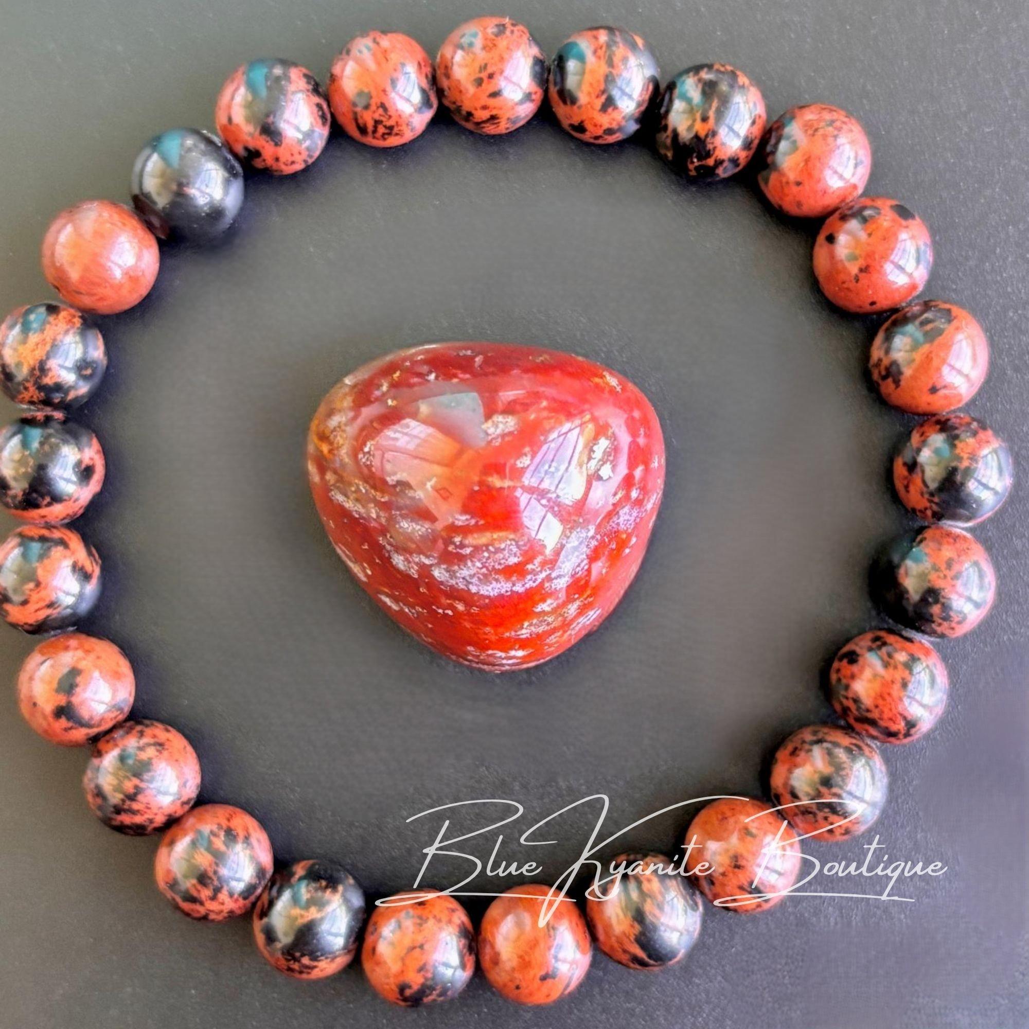 Mahogany Obsidian Bracelet 8mm - Grounding, Strength & Self-acceptance - Root And Sacral Chakra Mahogany Obsidian Bracelet 8mm - Grounding, Strength & Self-acceptance - Root And Sacral Chakra