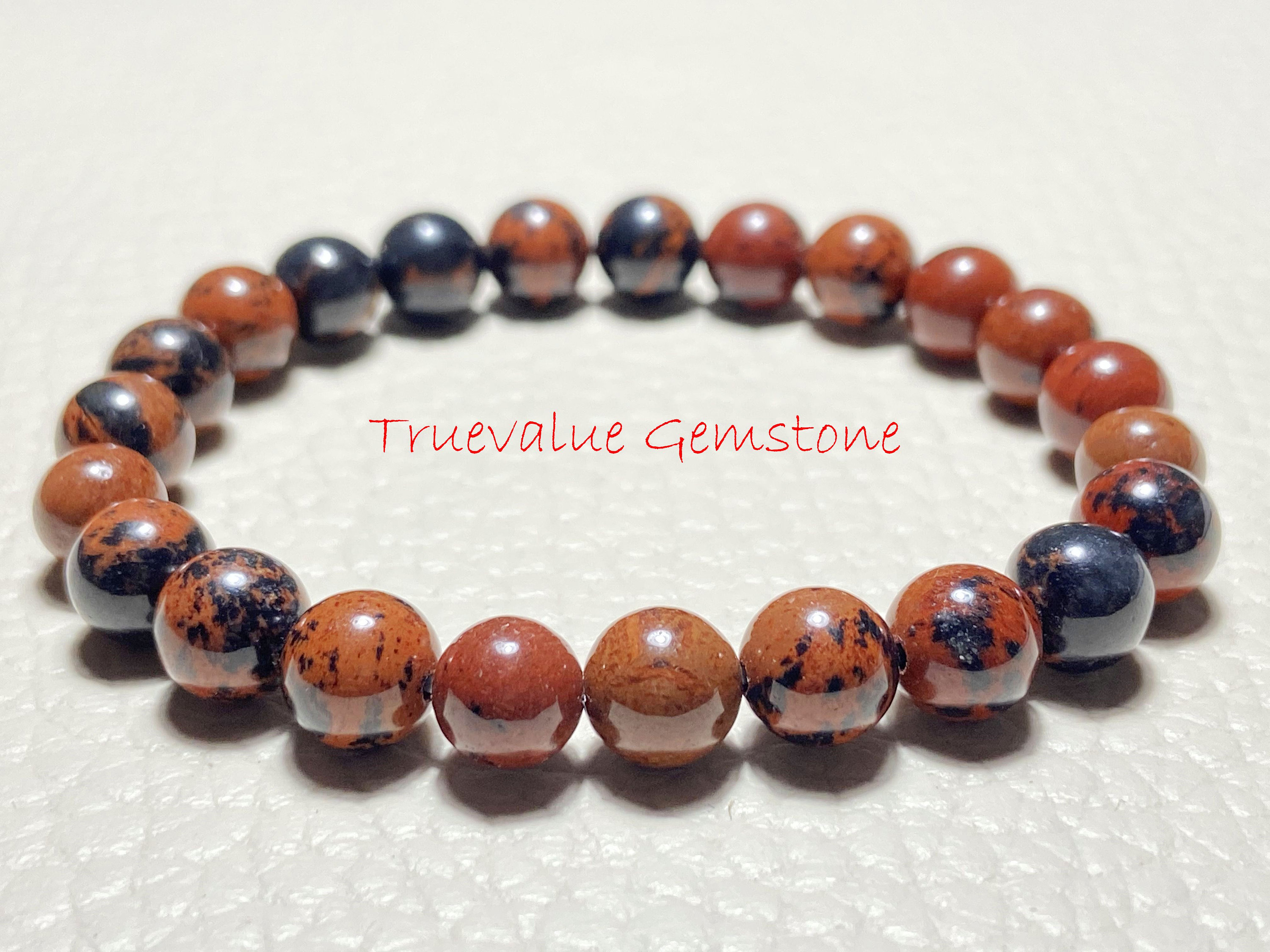 Mahogany Obsidian Bracelet, 8mm Healing Crystal Beaded Bracelet, Friendship Gift
