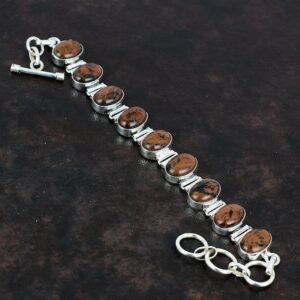 Mahogany Obsidian Bracelet: Handmade 925 Sterling Silver Adjustable Chain