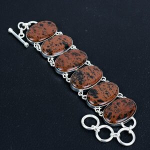 Mahogany Obsidian Bracelet: Handmade 925 Sterling Silver Adjustable Chain