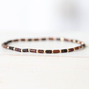 Mahogany Obsidian Tube Bead Stretch Bracelet