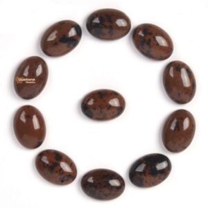 14mm Natural Mahogany Obsidian Gemstone Oval Flatback CAB Cabochon