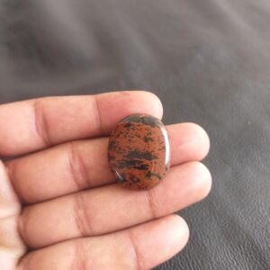 Mahogany Obsidian Cabochon: Oval Gemstone for Pendant (28x23x5 MM, 28 Carat)