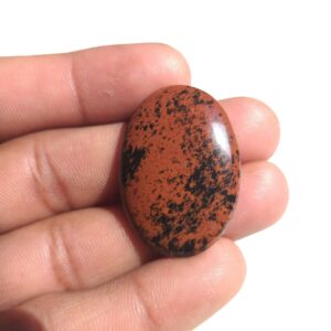 Oval Mahogany Obsidian Cabochon: Natural Gemstone Pendant (35x24x5 MM)