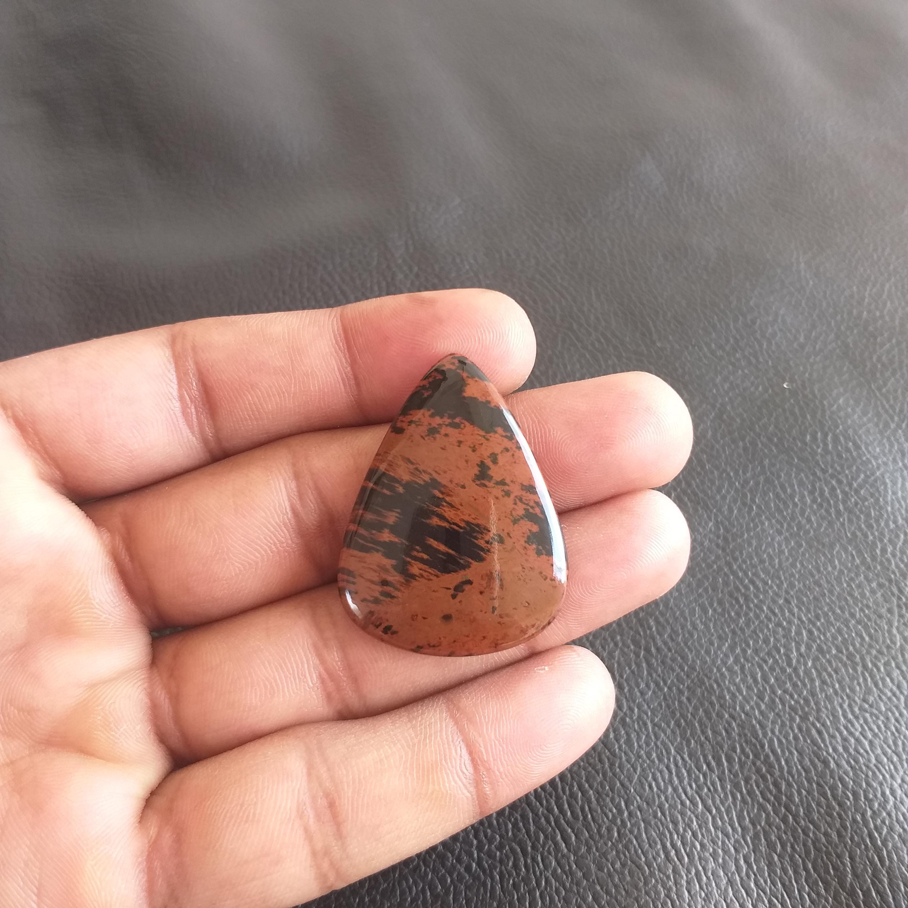 Pear Shape Mahogany Obsidian Cabochon: Gemstone Pendant (37x28x4 Mm)