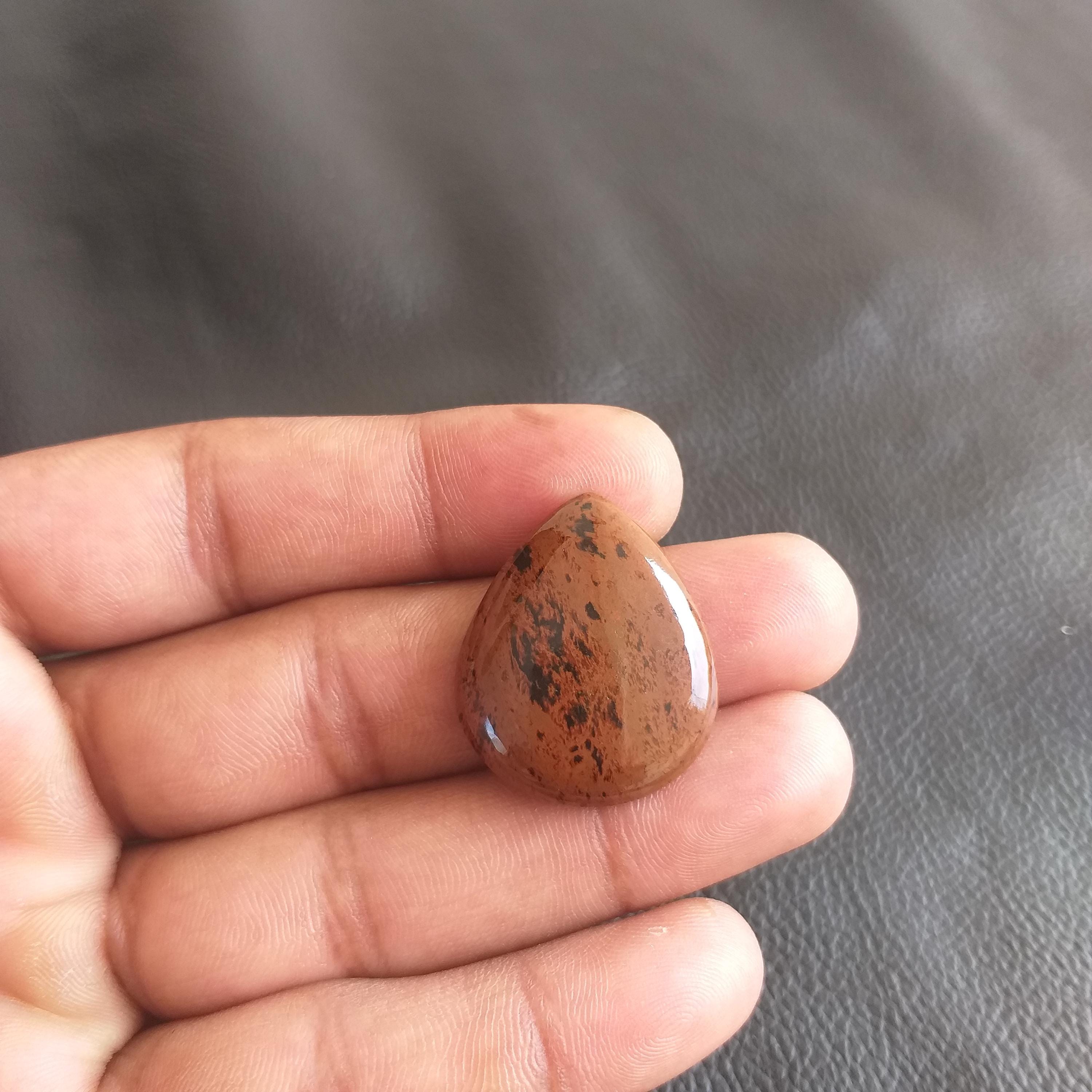 Pear Shape Mahogany Obsidian Cabochon: Aaa Gemstone, 28x24x6 Mm