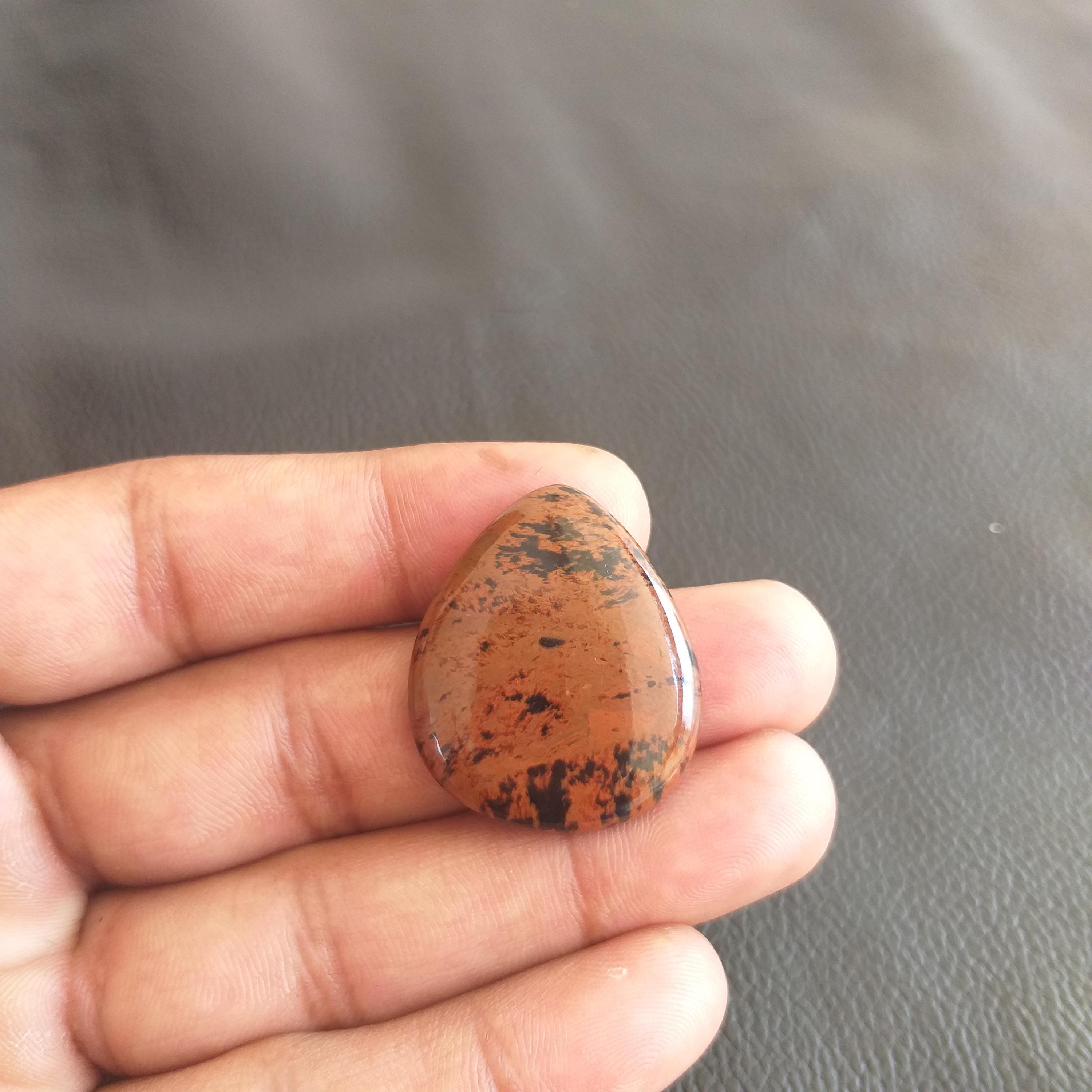 Pear Shape Mahogany Obsidian Cabochon: Gemstone Pendant (30x26x5 Mm, 30 Carat