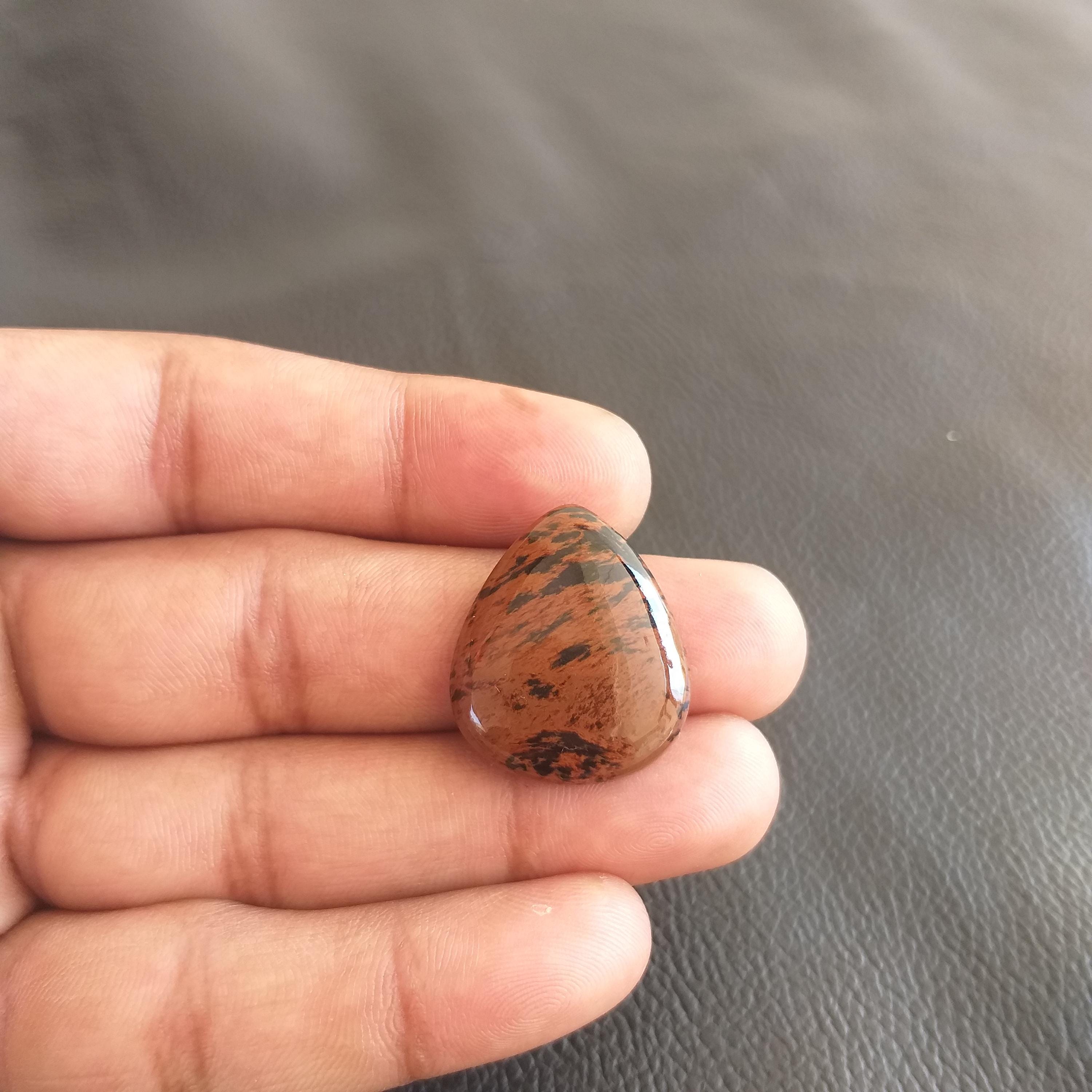 Pear Shape Mahogany Obsidian Cabochon: Gemstone Pendant (25x21x5 Mm, 24 Carat) Pear Shape Mahogany Obsidian Cabochon: Gemstone Pendant (25x21x5 Mm, 24 Carat)