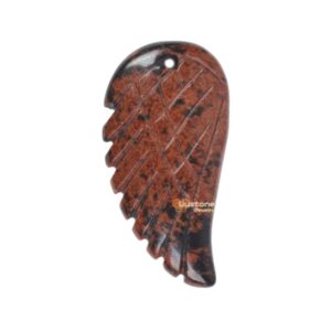 30mm Carved Mahogany obsidian gemstone angel wing earrings bead 1.2" (both sides carved)