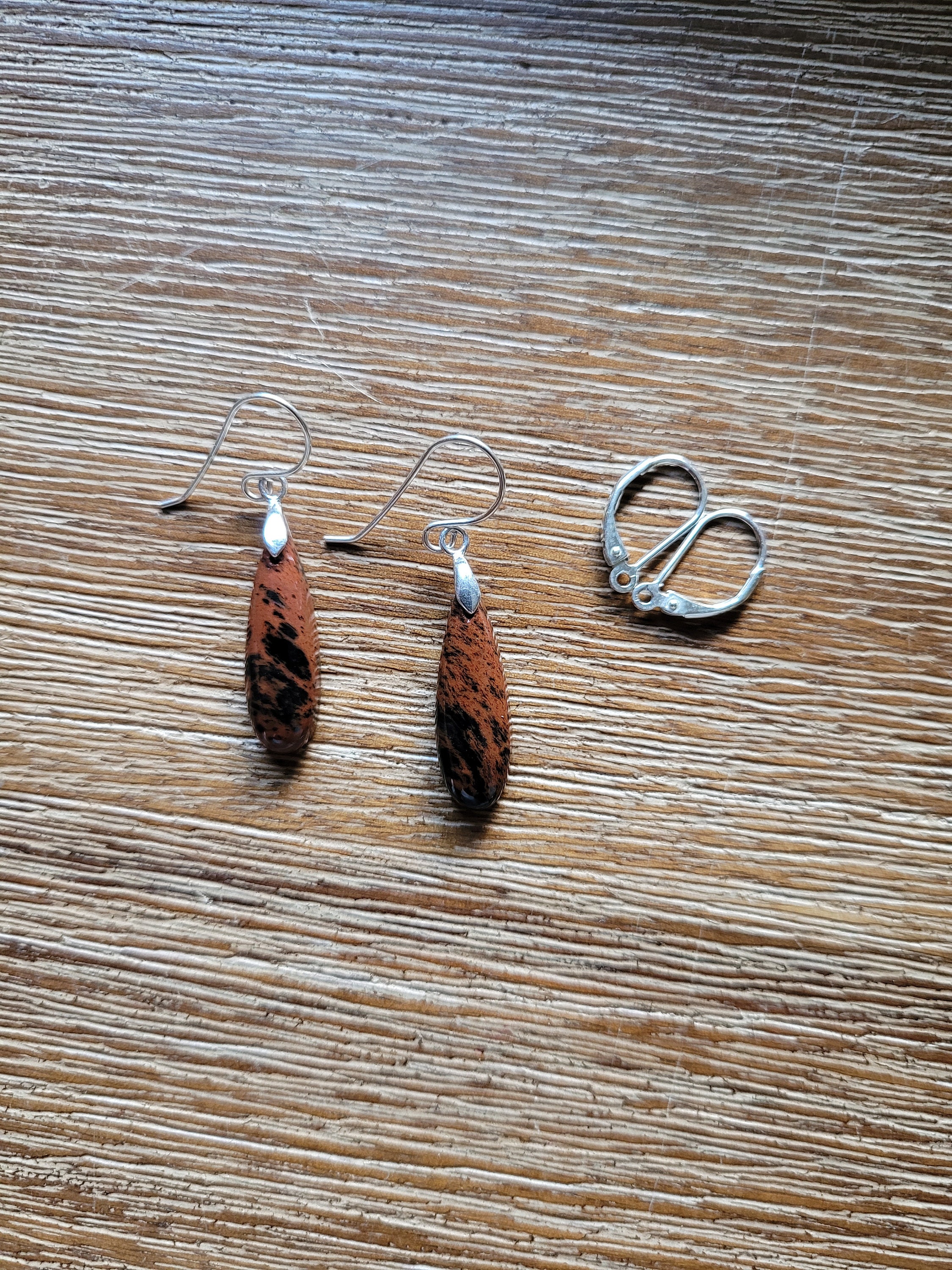 Mahogany Obsidian Earrings. Available In Sterling Silver Only Mahogany Obsidian Earrings. Available In Sterling Silver Only