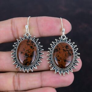 Mahogany Obsidian Earrings: Handmade 925 Sterling Silver Jewelry
