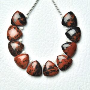 Natural Mahogany Obsidian Smooth Beads 10mm Trillion Drilled Cabochon Mahogany Obsidian Beads Gemstone Beads Earring Making Beads No5422