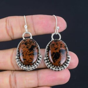 Mahogany Obsidian Sterling Silver Earrings: Handmade Gemstone Jewelry