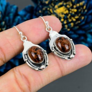 Mahogany Obsidian Earrings: Sterling Silver Dangle Drop Jewelry Mahogany Obsidian Earrings: Sterling Silver Dangle Drop Jewelry