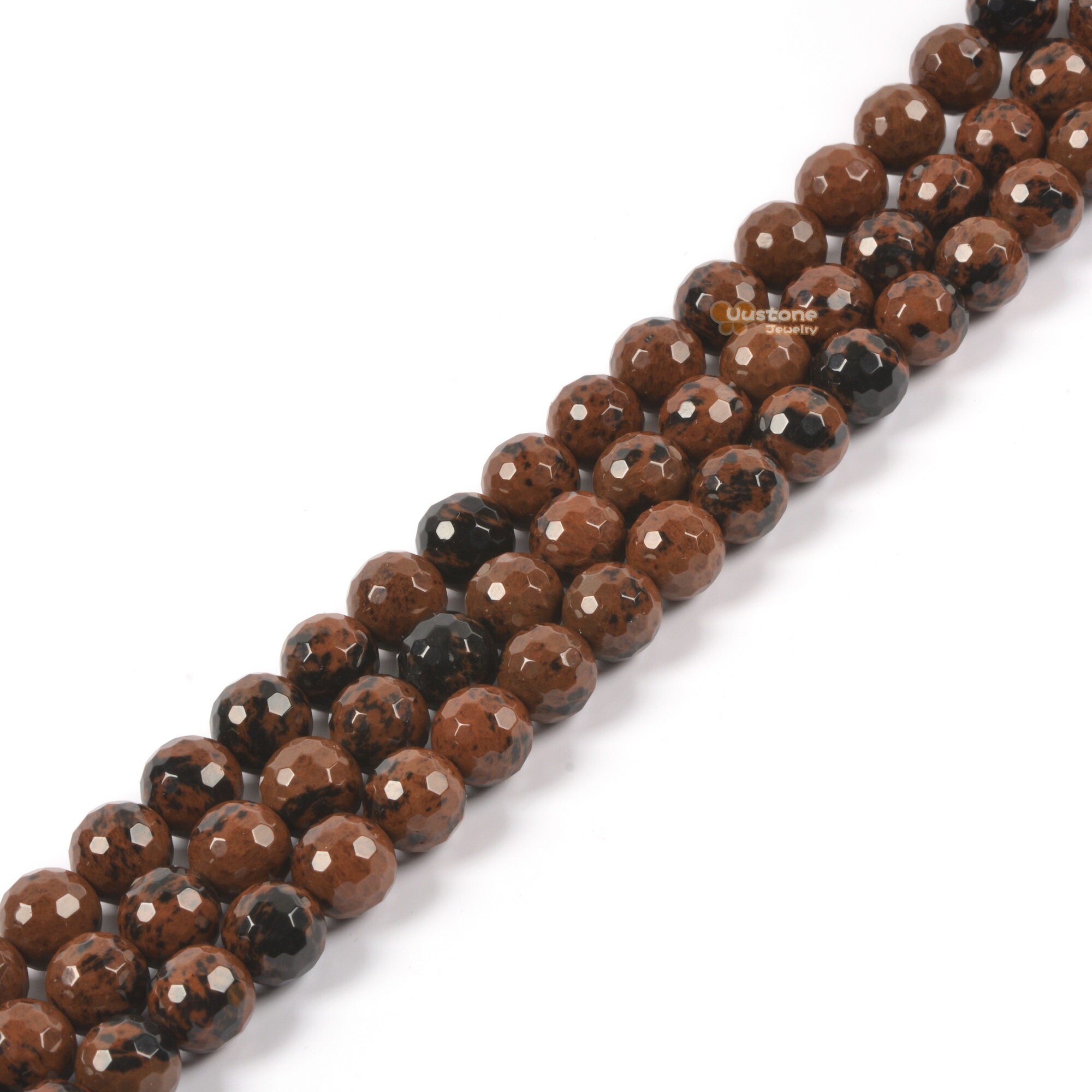 8mm Faceted Mahogany Obsidian Round Ball Loose Beads Gemstone Bead Jewelry Making Handmade Strand