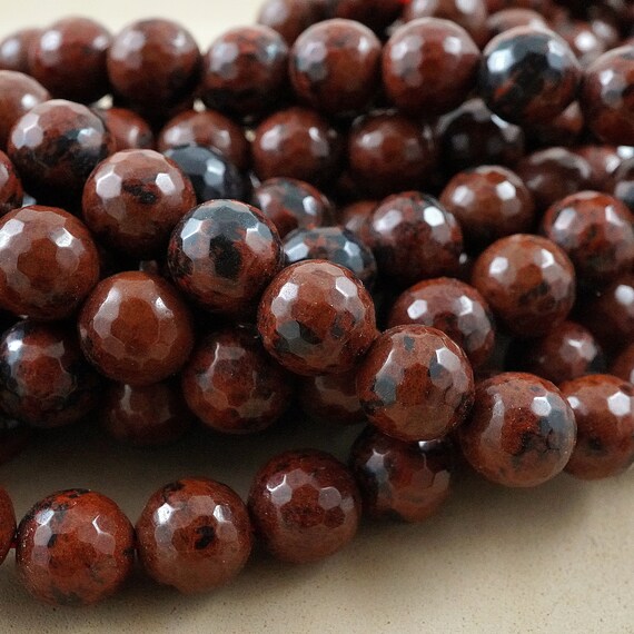 Mahogany Obsidian Beads (round)(faceted)(4mm)(6mm)(8mm)(10mm)(12mm)(16"strand)