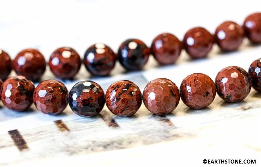 M-l/ Mahogany Obsidian 14mm/ 16mm/ 18mm Faceted Round Beads 15.5" Strand Natural Obsidian Gemstone Beads For Jewelry Making