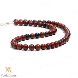 Mahogany Obsidian Necklace, 8mm Natural Round Beads, Earthy Red & Black Gemstone Jewelry, Grounding Protection Stone, Gift For Loved Ones
