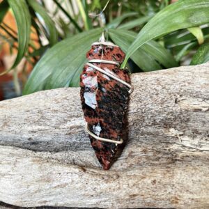 Mahogany Obsidian Necklace, Arrowhead Jewelry For Men & Women
