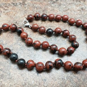 Mahogany Obsidian Hand Knotted Necklace With Lobster Claw Clasp