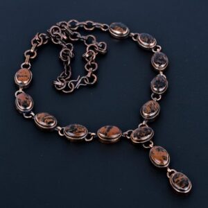 Handmade Mahogany Obsidian Copper Necklace - Electroformed Gemstone Jewelry