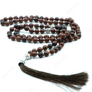 Mahogany Obsidian Mala Necklace 108 Beads Hand Knotted, 8mm Natural Gemstone Tassel Necklace, Grounding Protection, Yoga Meditation Beads