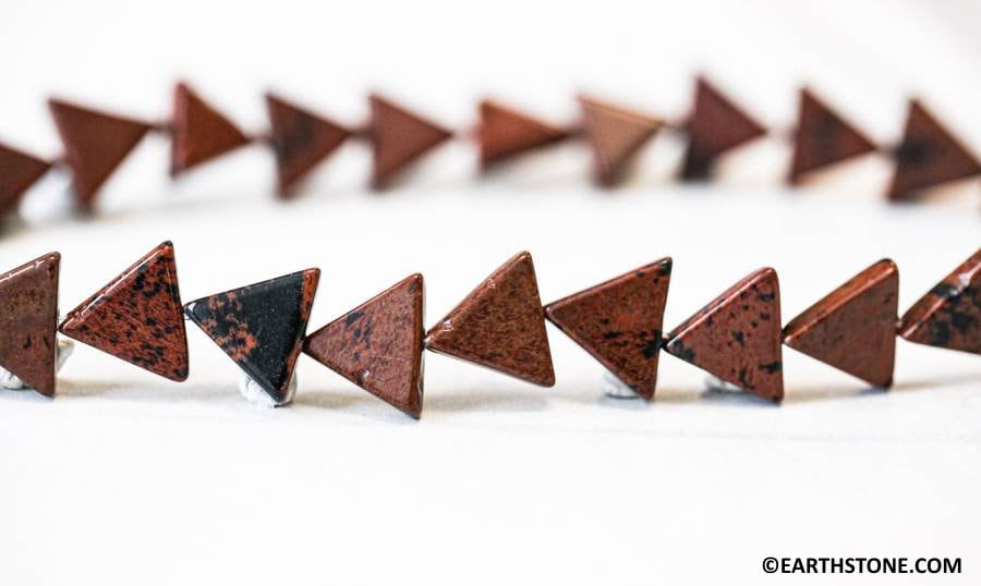L/ Mahogany Obsidian 12x12mm Triangle Beads 16" Strads Natural Obsidian Gemstone Beads For Jewelry Making