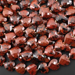 Natural Mahogany Obsidian Faceted Heart Beads 12mm Gemstone 15.5" Strand Natural Mahogany Obsidian Faceted Heart Beads 12mm Gemstone 15.5" Strand