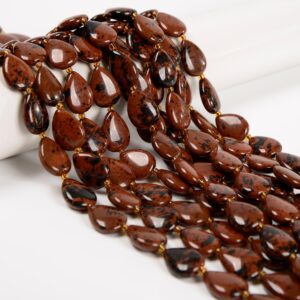 Natural Mahogany Obsidian Smooth Flat Teardrop Beads Size 13x18mm 15.5'' Strand Natural Mahogany Obsidian Smooth Flat Teardrop Beads Size 13x18mm 15.5'' Strand