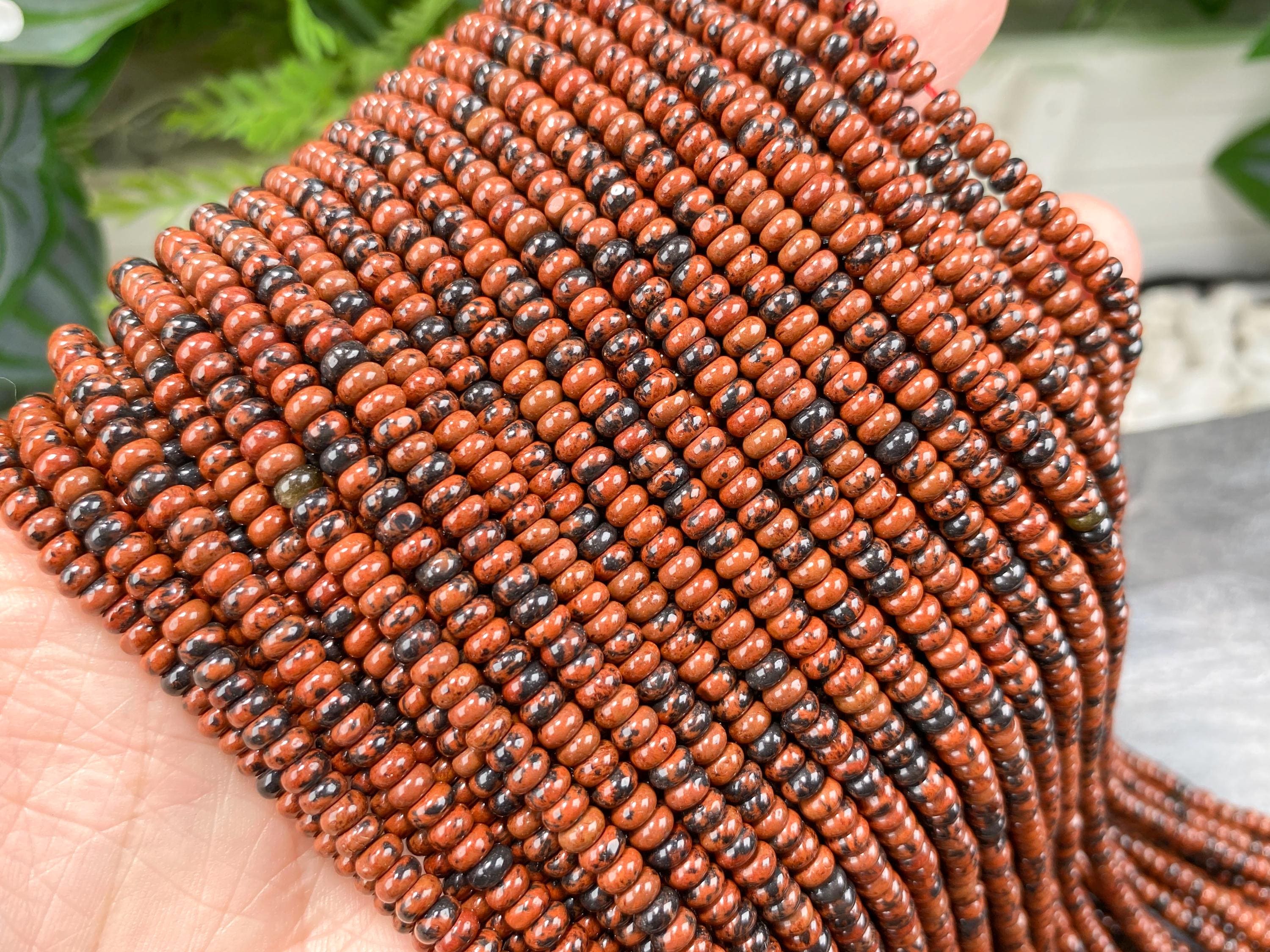 Natural 2x4mm Mahogany Obsidian Smooth Rondelle / Heishi Gemstone Loose Beads, Bracelets / Necklace / Diy For Jewelry Making, Stone Wholesale Beads.